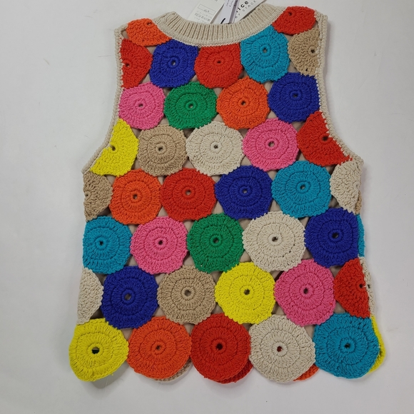 ALICE OLIVIA Multi Crochet Reva Medallion GRANNY SQUARES Top - Picture 4 of 5